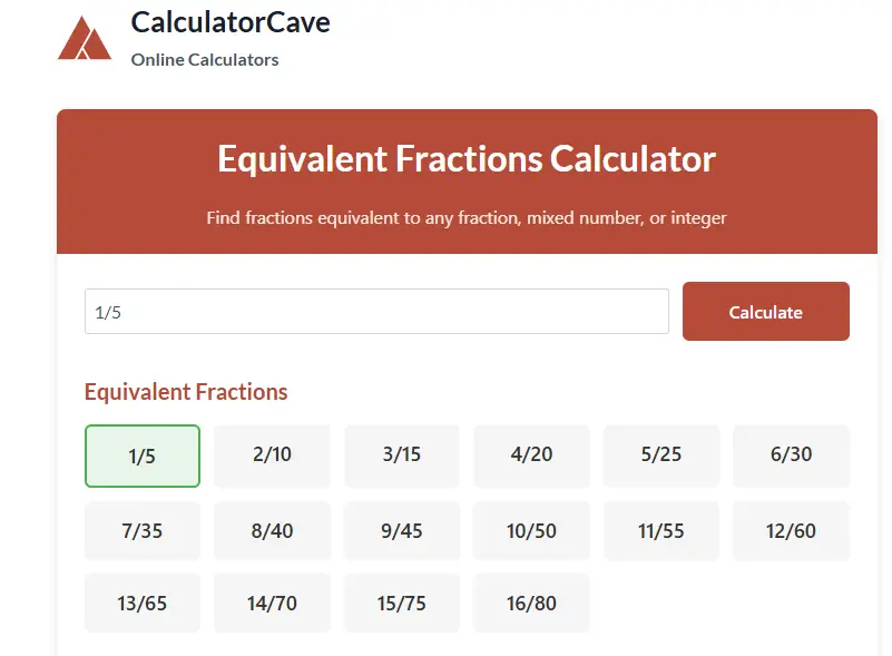 Equivalent Fractions Calculator 1 Equivalent Fractions Calculator