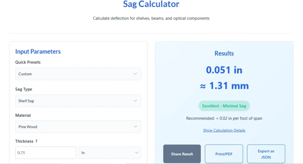 Sag Calculator 1 sag calculator